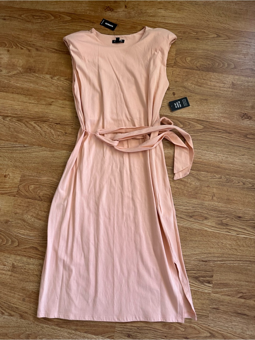 NWT EXPRESS Peach Cotton Belted Dress M